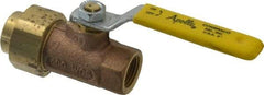Apollo - 1/2" Pipe, Bronze Single Union Ends Ball Valve - Inline - One Way Flow, FNPT x FNPT Ends, Lever Handle, 600 WOG, 150 WSP - USA Tool & Supply