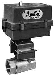 Apollo - 1" Pipe, 2,000 psi WOG Rating Carbon Steel Electric Actuated Ball Valve - Standard Port, 150 psi WSP Rating, Threaded (NPT) End Connection - USA Tool & Supply