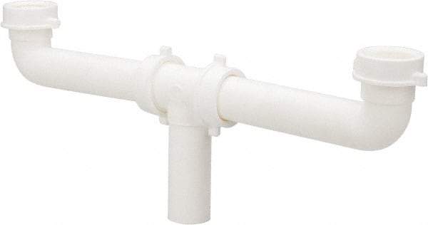 Federal Process - 1-1/2 Outside Diameter, Two Sink Traps with Center Outlet - 16 Inch Long, White, Polypropylene - USA Tool & Supply