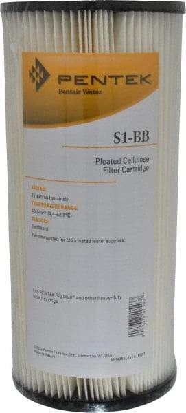 Pentair - 4-1/2" OD, 20µ, Resin Cellulose Pleated Cartridge Filter - 9-3/4" Long, Reduces Sediments - USA Tool & Supply