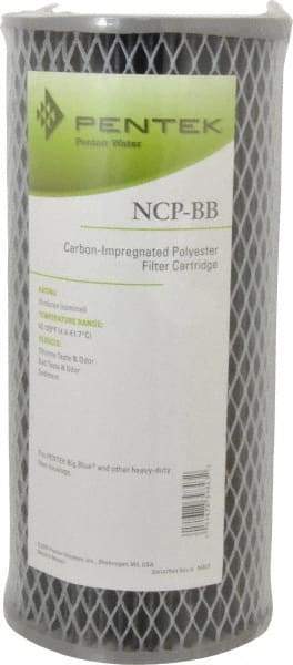 Pentair - 4-1/2" OD, 10µ, Carbon Impregnated Non-Cellulose Pleated Cartridge Filter - 9-3/4" Long, Reduces Tastes, Odors & Sediments - USA Tool & Supply