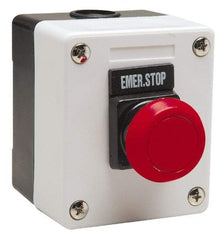 ACI - 1 Operator, Mushroom Head Control Station - Emergency Stop (Legend), Momentary Switch, NO/NC Contact - USA Tool & Supply