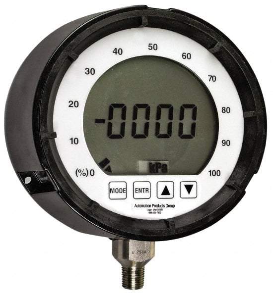 Made in USA - 4-1/2" Dial, 1/4 Thread, 0-2,000 Scale Range, Pressure Gauge - Lower Connection, Rear Flange Connection Mount, Accurate to 0.25% of Scale - USA Tool & Supply