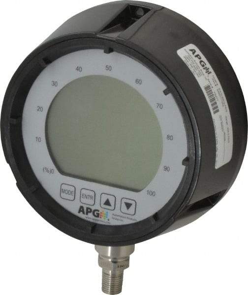 Made in USA - 4-1/2" Dial, 1/4 Thread, 0-500 Scale Range, Pressure Gauge - Lower Connection Mount, Accurate to 0.25% of Scale - USA Tool & Supply