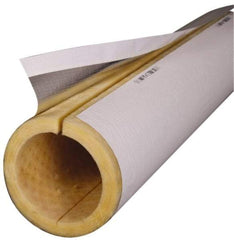 Made in USA - 2" Thick x 1/2" Pipe x 3' Long, Fiberglass Rigid Pipe Insulation - 850°F - USA Tool & Supply