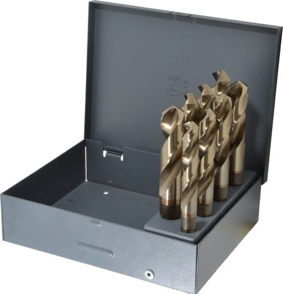 Chicago-Latrobe - 9/16 to 1", 118° Point, Gold Finish, Cobalt Reduced Shank Drill Bit Set - USA Tool & Supply