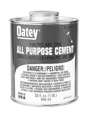 Oatey - 1 Gal All-Purpose Medium Bodied Cement - Clear, Use with ABS, PVC & CPVC up to 6" Diam - USA Tool & Supply