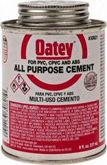 Oatey - 8 oz All-Purpose Medium Bodied Cement - Clear, Use with ABS, PVC & CPVC up to 6" Diam - USA Tool & Supply