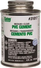 Oatey - 4 oz Medium Bodied Cement - Clear, Use with PVC up to 6" Diam - USA Tool & Supply