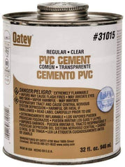 Oatey - 32 oz Regular Bodied Cement - Clear, Use with Schedule 40 PVC up to 4" Diam & Schedule 80 PVC up to 2" Diam - USA Tool & Supply