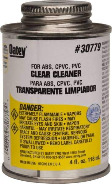 Oatey - 4 oz All-Purpose Cleaner - Clear, Use with ABS, PVC & CPVC For All Diameters - USA Tool & Supply