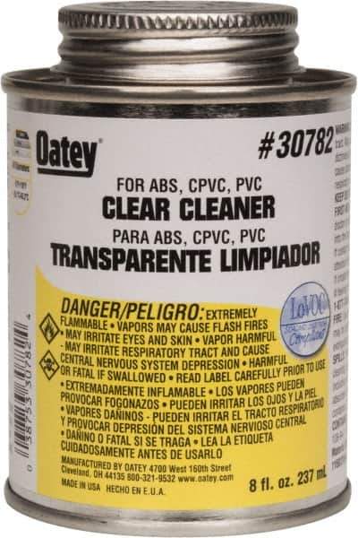 Oatey - 8 oz All-Purpose Cleaner - Clear, Use with ABS, PVC & CPVC For All Diameters - USA Tool & Supply