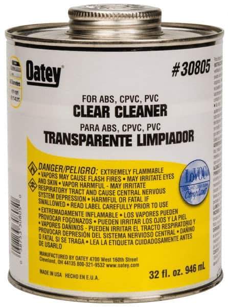 Oatey - 32 oz All-Purpose Cleaner - Clear, Use with ABS, PVC & CPVC For All Diameters - USA Tool & Supply