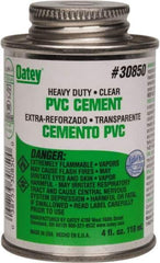 Oatey - 4 oz Heavy Duty Cement - Clear, Use with PVC up to 12" Diam - USA Tool & Supply