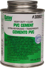 Oatey - 8 oz Heavy Duty Cement - Clear, Use with PVC up to 12" Diam - USA Tool & Supply