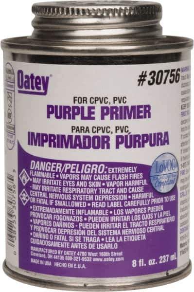 Oatey - 8 oz All Purpose Primer/Cleaner - Purple, Use with PVC & CPVC - USA Tool & Supply