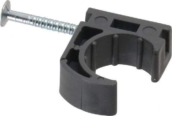 Oatey - 1/2" Pipe, Ribbed Pipe Clamp with Nail - Gray, Polyethylene - USA Tool & Supply