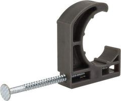 Oatey - 3/4" Pipe, Ribbed Pipe Clamp with Nail - Gray, Polyethylene - USA Tool & Supply