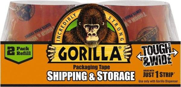 Gorilla Tape - 2-7/8" x 30 Yd Clear Acrylic Adhesive Packaging Tape - BOPP Film Backing, 3.4 mil Thick, 44 Lb Tensile Strength - USA Tool & Supply