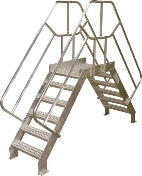 Cotterman - 95" 7 Step Crossover Bridge - Crossover, 500 Lb Capacity, 40" Base Width x 32" Base Depth, Grip Strut - USA Tool & Supply