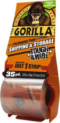 Gorilla Tape - 2-7/8" x 35 Yd Clear Acrylic Adhesive Packaging Tape - BOPP Film Backing, 3.4 mil Thick, 44 Lb Tensile Strength - USA Tool & Supply