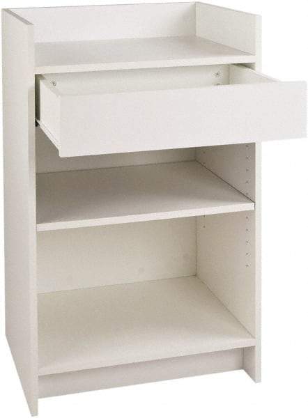 ECONOCO - 1 Shelf, Closed Shelving Register Stand - 24 Inch Wide x 24 Inch Deep x 38 Inch High, White - USA Tool & Supply
