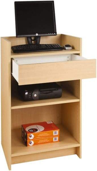 ECONOCO - 1 Shelf, Closed Shelving Register Stand - 24 Inch Wide x 24 Inch Deep x 38 Inch High, Maple - USA Tool & Supply