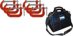 Gibraltar - 8" Max Opening Capacity, Deep Throat Standard C-Clamp Set - 6,900 Lb Load Capacity - USA Tool & Supply