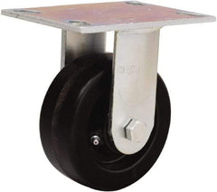 Hamilton - 5" Diam x 2" Wide x 6-1/2" OAH Top Plate Mount Rigid Caster - Phenolic, 900 Lb Capacity, Straight Roller Bearing, 4-1/2 x 6-1/4" Plate - USA Tool & Supply
