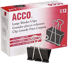 ACCO - 2" Wide Binder Clip - Black/Silver - USA Tool & Supply