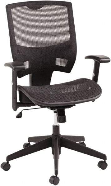 ALERA - 43-3/4" High Mid Back Chair - 25-3/8" Wide x 24" Deep, Mesh Seat, Black - USA Tool & Supply