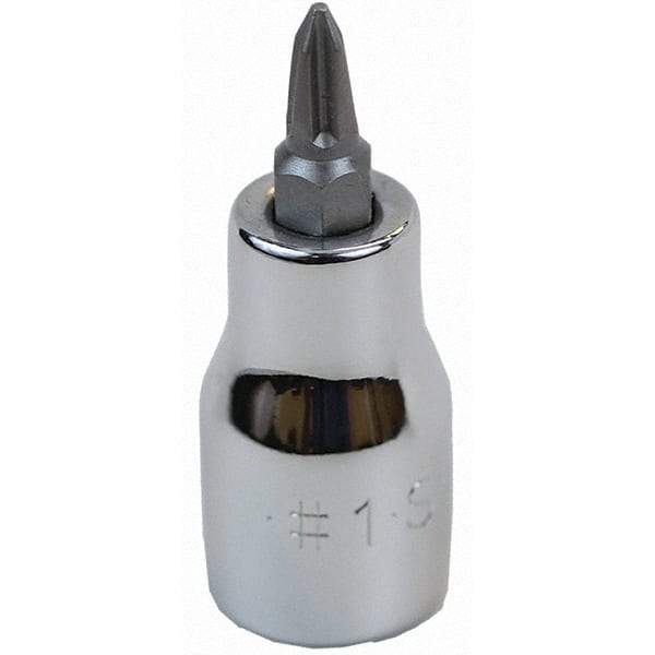 SK - Screwdriver & Drag Link Sockets - 3/8"DR #1 CHRM PHILLIPS SCRDRVR SCKT BIT - USA Tool & Supply