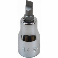 SK - Screwdriver & Drag Link Sockets - 3/8"DR #4 CHRM SLOTTED SCRDRVR SCKT BIT - USA Tool & Supply