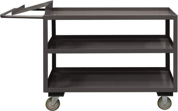 Durham - 1,200 Lb Capacity, 30" Wide x 60" Long x 37-5/8" High Order Picking Cart - 3 Shelf, Steel, 2 Rigid/2 Swivel Casters - USA Tool & Supply