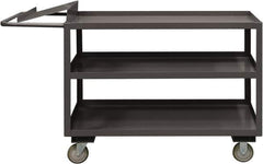Durham - 1,200 Lb Capacity, 30" Wide x 60" Long x 37-5/8" High Order Picking Cart - 3 Shelf, Steel, 2 Rigid/2 Swivel Casters - USA Tool & Supply