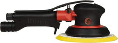 Chicago Pneumatic - 12,000 OPM, 16 CFM Air Consumption, 90 psi Air Pressure, Palm Air Orbital Sander - Round Pad, Hook & Loop Backing, 1/4" Inlet - USA Tool & Supply