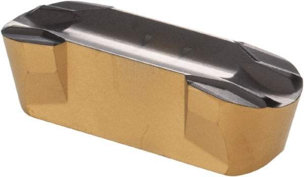 Iscar - 1000E500GIF E Grade IC830, 10mm Cutting Width Carbide Grooving Insert - 5mm Max Depth of Cut, Neutral, 5mm Corner Radius, TiAlN Finish - USA Tool & Supply