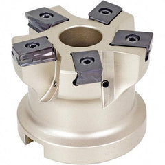 Iscar - 6 Inserts, 3" Cut Diam, 1" Arbor Diam, 0.118" Max Depth of Cut, Indexable Square-Shoulder Face Mill - 0/90° Lead Angle, 2" High, HTP LNHT 1606 Insert Compatibility, Through Coolant, Series TangPlunge - USA Tool & Supply