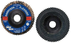 Garryson - 36 Grit, 7" Disc Diam, 7/8" Center Hole, Zirconia Alumina Flap Disc - 8,600 Max RPM, Fiberglass Backing, Arbor Attaching System, Coated - USA Tool & Supply