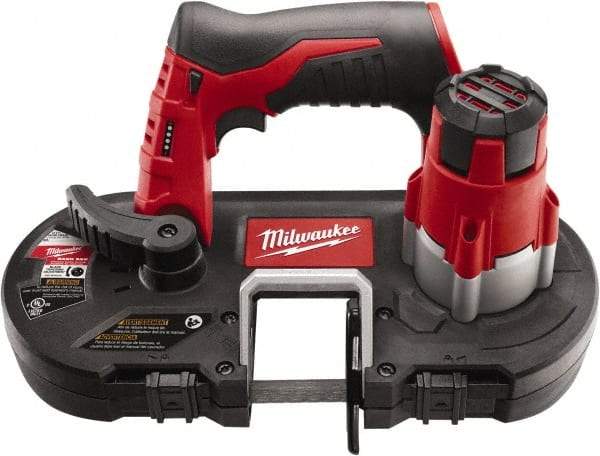 Milwaukee Tool - 12 Volt, 27-1/2" Blade, 280 SFPM Cordless Portable Bandsaw - 1-5/8" (Round) & 1-5/8 x 1-5/8" (Rectangle) Cutting Capacity, Battery Not Included - USA Tool & Supply