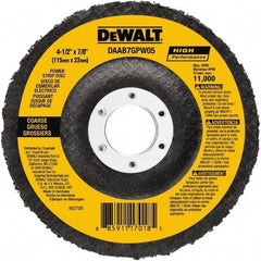 DeWALT - 100 Grit, 4-1/2" Disc Diam, 7/8" Center Hole, Type 27 Aluminum Oxide Flap Disc - 13,300 Max RPM, Fiberglass Backing, Arbor Attaching System, Non-Woven - USA Tool & Supply