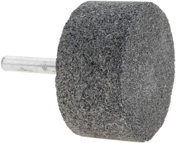 Made in USA - 2" Head Diam x 1" Thickness, W242, Cylinder End, Silicon Carbide Mounted Point - Grayish-Black, Very Coarse Grade, 36 Grit, 19,100 RPM - USA Tool & Supply