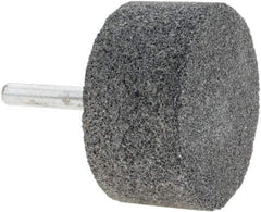 Made in USA - 2" Head Diam x 1" Thickness, W242, Cylinder End, Silicon Carbide Mounted Point - Grayish-Black, Very Coarse Grade, 36 Grit, 19,100 RPM - USA Tool & Supply