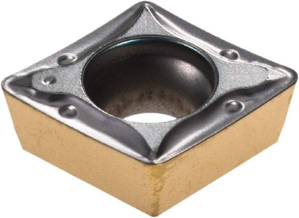 Iscar - CPMT3-2 PF Grade IC807 Carbide Turning Insert - TiAlN/TiN Finish, 80° Diamond, 3/8" Inscr Circle, 5/32" Thick, 1/32" Corner Radius - USA Tool & Supply