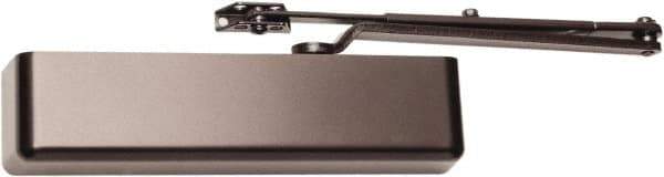 Falcon - 13-1/4" Closer Body Length, Medium Duty Multi-Sized Door Closer Manual Damper - Dark Bronze Finish, Non-Handed - USA Tool & Supply