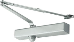 Falcon - 13-1/4" Closer Body Length, Medium Duty Multi-Sized Door Closer Manual Damper - Aluminum Finish, Non-Handed - USA Tool & Supply