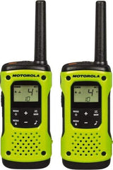 Motorola - 16 Mile Range, 22 Channel, 0.5 & 1.5 Watt, Series Talkabout, Recreational Two Way Radio - FRS/GMRS Band, 462.55 to 467.7125 Hz, AA & NiMH Battery, 9 NiMH & 23 AA hr Life, 9.65" High x 9.45" Wide x 2.44" Deep, Scanning, Low Battery Alerts - USA Tool & Supply