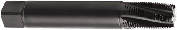 Seco - 1/16-27 NPT 60° 3 Flute 2B Modified Bottoming Spiral Flute Tap - Cobalt, TiN Finish, 80mm OAL, Right Hand Flute, Right Hand Thread, H6 - USA Tool & Supply