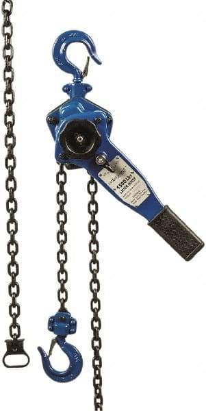 Value Collection - 1,500 Lb Lifting Capacity, 20' Lift Height, Lever Hoist - Made from Chain, 33 Lb Avg Pull to Lift Rated Load, 1 Chain - USA Tool & Supply