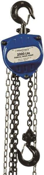 Value Collection - 2,000 Lb Lifting Capacity, 15' Lift Height, Hand Hoist - Made from Chain, 36' Overhaul to Lift 1', 79 Lb Avg Pull to Lift Rated Load, 1 Chain - USA Tool & Supply
